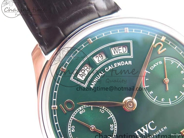 MIROTIME 0212 Portuguese Real PR Real Annual Calendar IW503510 ZF 1:1 Best Edition Green Dial on Black Leather Strap A QuickDry 7097